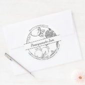 Zwart & Wit Schets Granaatappel Jam label (Envelop)