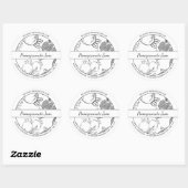 Zwart & Wit Schets Granaatappel Jam label (Vel)