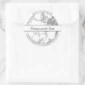 Zwart & Wit Schets Granaatappel Jam label (Tas)