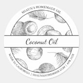 Zwart & Wit Schets Kokosolie label (Voorkant)