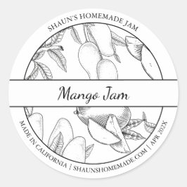 Zwart & Wit Schets Mango Jam label