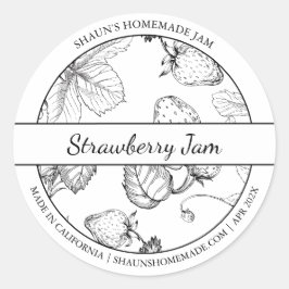 Zwart & Wit Schets Strawberry Jam label