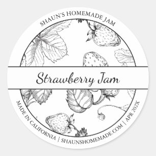 Zwart & Wit Schets Strawberry Jam label