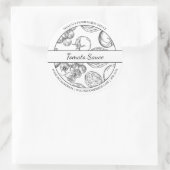 Zwart & Wit Schets Tomatensaus Label (Tas)