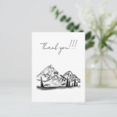 zwart-wit schets van bergen briefkaart (Staand voorkant)