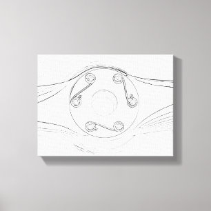 Zwart-wit schets van vliegtuigpropeller canvas afdruk