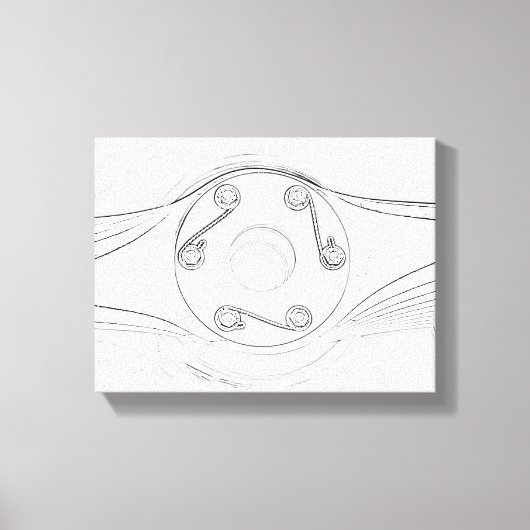 Zwart-wit schets van vliegtuigpropeller canvas afdruk (Voorkant)