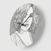 Zwart-wit schets wandklok (Hoek)
