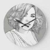 Zwart-wit schets wandklok (Voorkant)