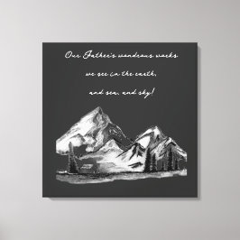Zwart-wit schetsen bergscènes groenblijvend canvas afdruk