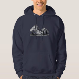 Zwart-wit schetsen op heren hoodie