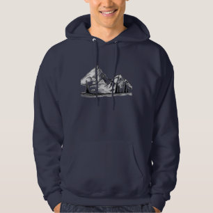 Zwart-wit schetsen op heren hoodie