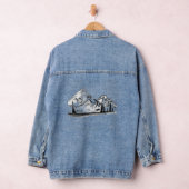 Zwart-wit schetsen op motto denim jacket (Hangar)