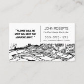 Zwart-wit schetsstijl elektricien met QR Visitekaartje (Achterkant)