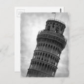 Zwart-wit scheve toren van Pisa Briefkaart (Voorkant / Achterkant)