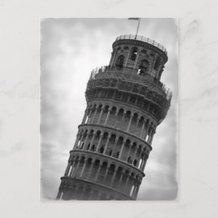 Zwart-wit scheve toren van Pisa Briefkaart