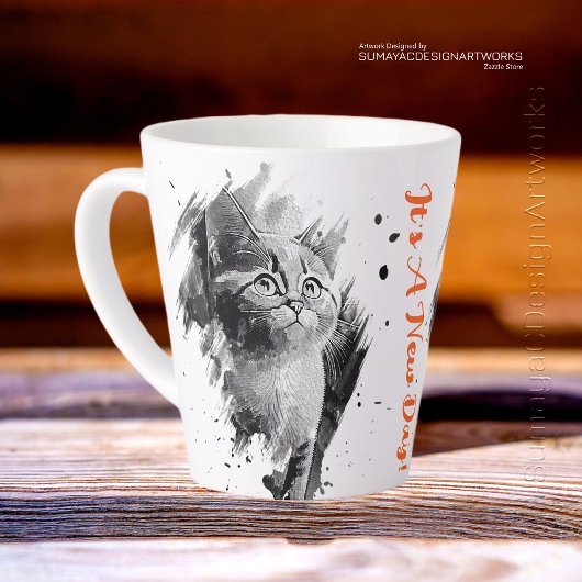 🔸Zwart-wit schilderij Cat Latte Mok