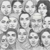 Zwart-wit Schilderijen vieren Diversiteit Sticker (Voorkant)