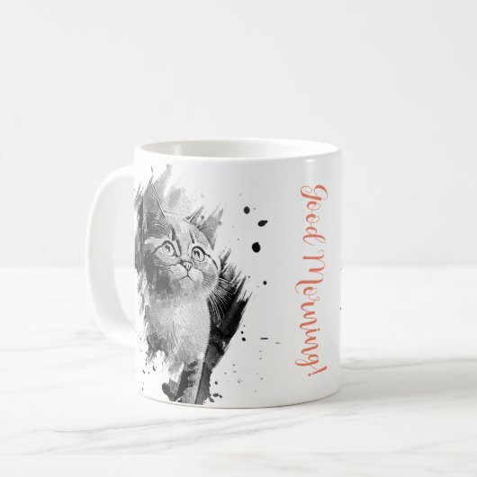 Zwart & Wit Schilderkat Mok aanpasbaar (Voorkant links)