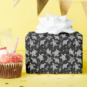 zwart-wit schildpadpatroon cadeaupapier