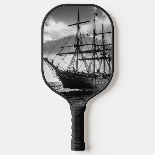 Zwart-wit schip pickleball paddle (Voorkant)