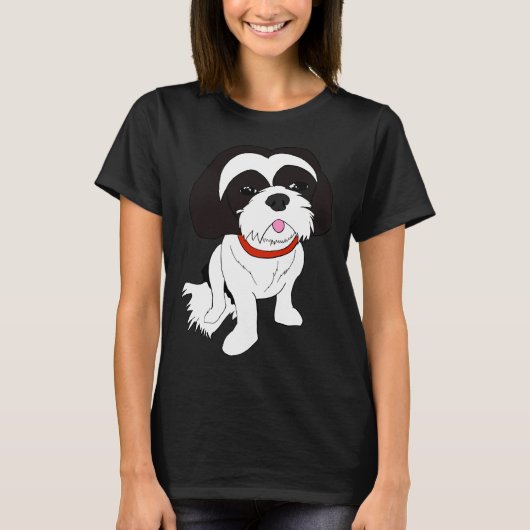 Zwart-wit schip Tzu T-shirt (Voorkant)