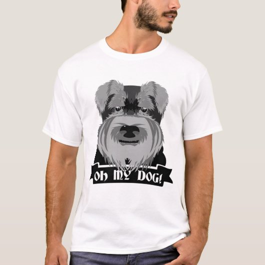 Zwart-wit Schnauzer Oh My Dog T-shirt (Voorkant)