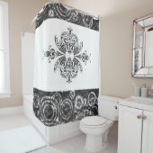 Zwart wit schoengordijn douchegordijn (In situ)