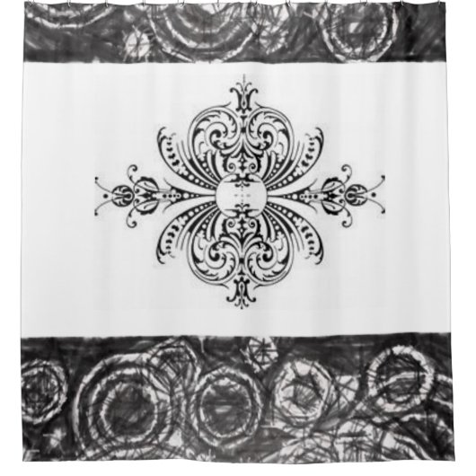 Zwart wit schoengordijn douchegordijn (Voorkant)