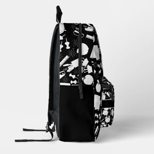 zwart-wit schoolbenodigdheden patroon bedrukte rugzak (Links)