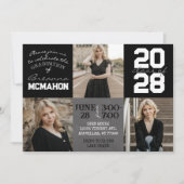 Zwart & Wit Schoolbord 3 Foto Afstuderen Kaart (Voorkant)