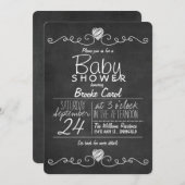 Zwart-wit schoolbord, Hart Baby shower Kaart (Voorkant / Achterkant)