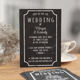 Zwart-wit schoolbord trouwkaart kaart