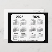 Zwart-wit schoolkalender 2025-2026 van Janz Briefkaart (Voorkant / Achterkant)