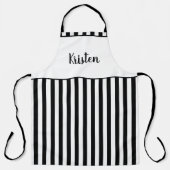 Zwart-wit schort met gepersonaliseerde naam (Voorkant)