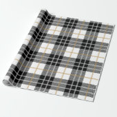 Zwart-wit Schotse tartan Cadeaupapier (Uitgerold)
