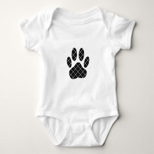 Zwart-Wit Schotse Tartan Hond Pootafdruk Romper