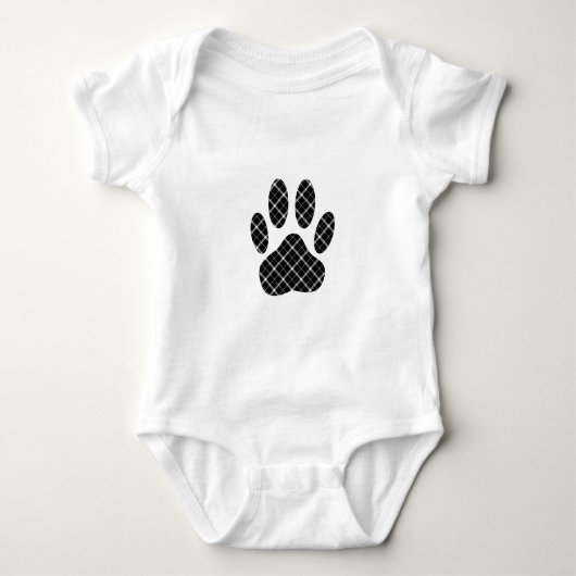 Zwart-Wit Schotse Tartan Hond Pootafdruk Romper (Voorkant)