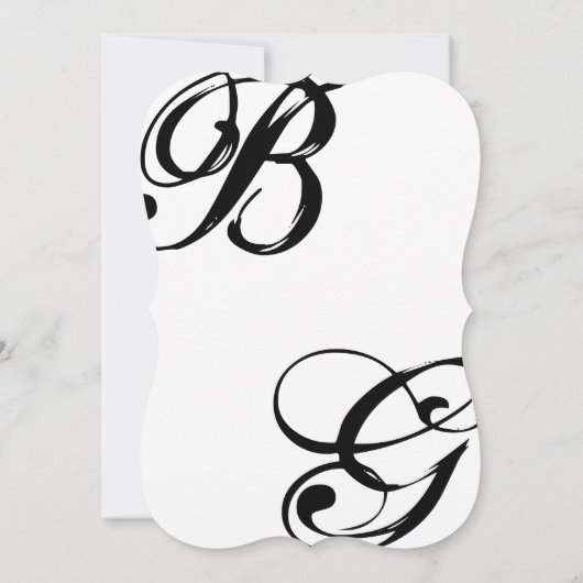 Zwart & Wit Schrift Monogram Trouwdag Kaart (Achterkant)