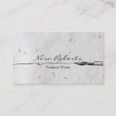 Zwart wit schrijvers Dip Pen handgemaakt papier Visitekaartje (Voorkant)