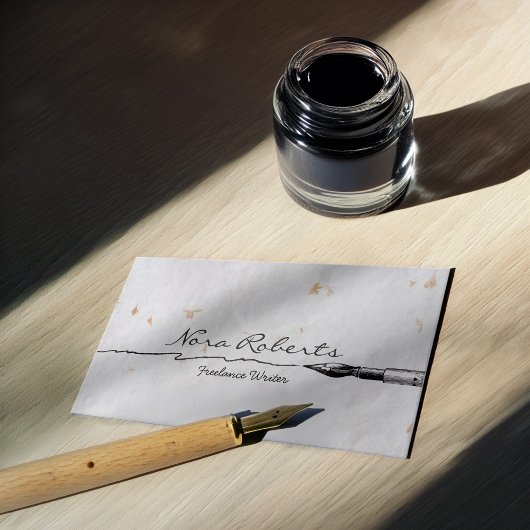 Zwart wit schrijvers Dip Pen handgemaakt papier Visitekaartje