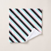 Zwart-wit schuine Regimental Stripe Lines Bad Handdoek (Wasdoekje)