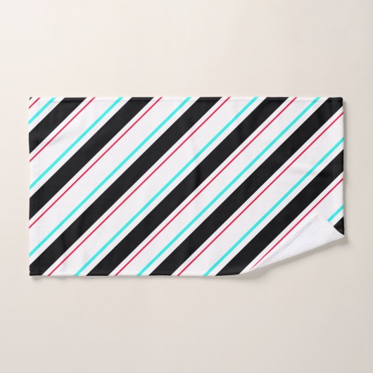 Zwart-wit schuine Regimental Stripe Lines Bad Handdoek (Handdoek)