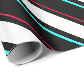 Zwart-wit schuine Regimental Stripe Lines Cadeaupapier (Rol Hoek)