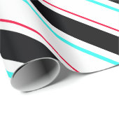 Zwart-wit schuine Regimental Stripe Lines Cadeaupapier (Rol Hoek)