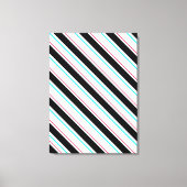 Zwart-wit schuine Regimental Stripe Lines Canvas Afdruk (Voorkant)