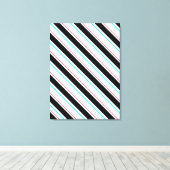 Zwart-wit schuine Regimental Stripe Lines Canvas Afdruk (Insitu (Houten vloer))