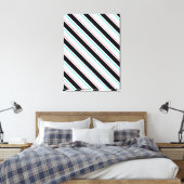Zwart-wit schuine Regimental Stripe Lines Canvas Afdruk (Insitu (Slaapkamer))