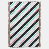 Zwart-wit schuine Regimental Stripe Lines Deken (Voorkant Verticaal)