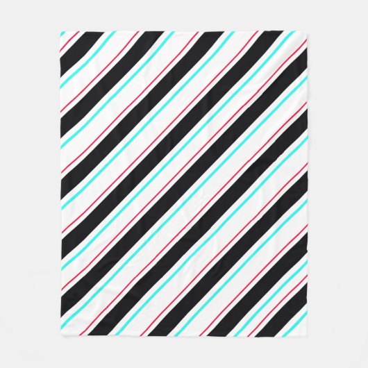 Zwart-wit schuine Regimental Stripe Lines Fleece Deken (Voorkant)